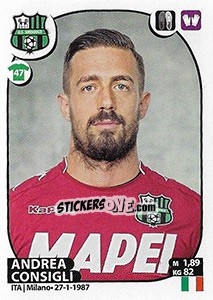 Cromo Andrea Consigli - Calciatori 2017-2018 - Panini