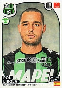 Sticker Pol Lirola - Calciatori 2017-2018 n. 460 - Panini