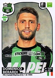 Sticker Domenico Berardi - Calciatori 2017-2018 n. 474 - Panini