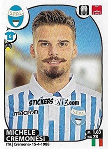 Cromo Michele Cremonesi - Calciatori 2017-2018 - Panini