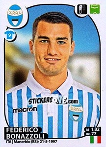 Sticker Federico Bonazzoli - Calciatori 2017-2018 - Panini