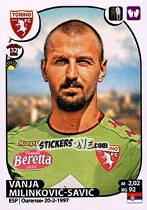 Sticker Vanja Milinkovic-Savic - Calciatori 2017-2018 - Panini