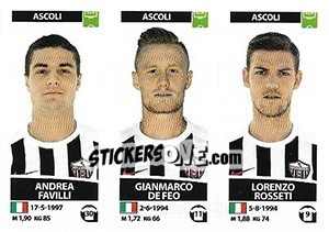 Sticker Andrea Favilli / Gianmarco De Feo / Lorenzo Rosseti - Calciatori 2017-2018 n. 572 - Panini
