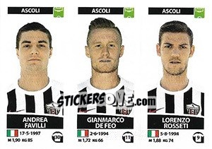 Cromo Andrea Favilli / Gianmarco De Feo / Lorenzo Rosseti - Calciatori 2017-2018 - Panini