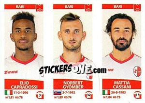 Cromo Elio Capradossi / Norbert Gyömbér / Mattia Cassani - Calciatori 2017-2018 - Panini