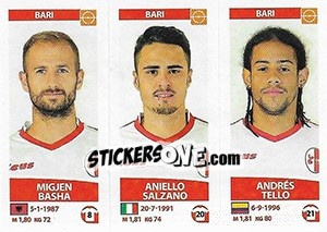 Cromo Migjen Basha / Aniello Salzano / Andrés Tello - Calciatori 2017-2018 - Panini