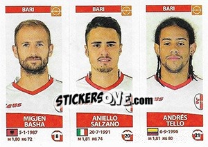 Sticker Migjen Basha / Aniello Salzano / Andrés Tello - Calciatori 2017-2018 n. 585 - Panini