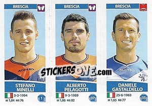 Sticker Stefano Minelli / Alberto Pelagotti / Daniele Gastaldello - Calciatori 2017-2018 n. 589 - Panini