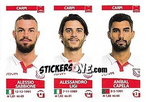 Figurina Alessio Sabbione / Alessandro Ligi / Aníbal Capela - Calciatori 2017-2018 - Panini