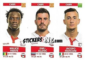 Sticker Malick Mbaye / Enej Jelenic / Jacopo Manconi - Calciatori 2017-2018 - Panini