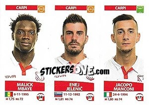 Sticker Malick Mbaye / Enej Jelenic / Jacopo Manconi - Calciatori 2017-2018 n. 601 - Panini