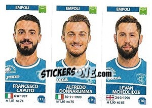 Sticker Francesco Caputo / Alfredo Donnarumma / Levan Mchedlidze - Calciatori 2017-2018 n. 632 - Panini