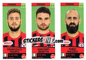 Sticker Francesco Fedato / Giacomo Beretta / Fabio Mazzeo - Calciatori 2017-2018 n. 639 - Panini