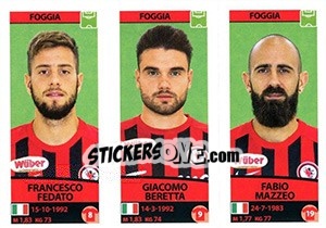 Figurina Francesco Fedato / Giacomo Beretta / Fabio Mazzeo - Calciatori 2017-2018 - Panini