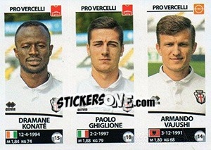 Sticker Dramane Konaté / Paolo Ghiglione / Armando Vajushi - Calciatori 2017-2018 n. 689 - Panini