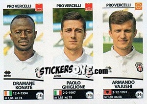 Figurina Dramane Konaté / Paolo Ghiglione / Armando Vajushi - Calciatori 2017-2018 - Panini