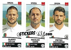 Sticker Filippo De Col / Nicolas Giani / Pietro Ceccaroni - Calciatori 2017-2018 n. 703 - Panini