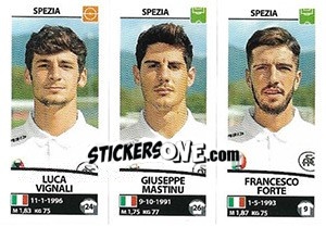 Sticker Luca Vignali / Giuseppe Mastinu / Francesco Forte - Calciatori 2017-2018 - Panini