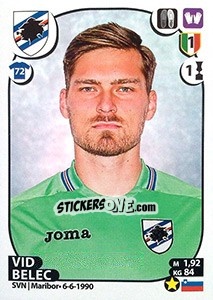 Sticker Vid Belec - Calciatori 2017-2018 - Panini