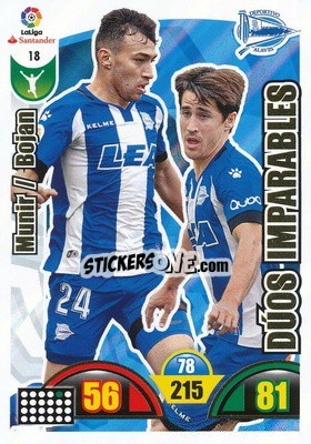 Sticker Munir / Bojan Krkic - Liga Santander 2017-2018. Adrenalyn XL n. 18 - Panini