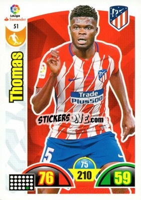 Sticker Thomas Partey - Liga Santander 2017-2018. Adrenalyn XL n. 51 - Panini