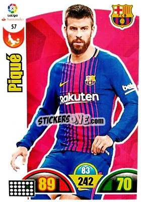 Sticker Piqué - Liga Santander 2017-2018. Adrenalyn XL n. 57 - Panini