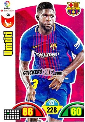 Sticker Umtiti - Liga Santander 2017-2018. Adrenalyn XL n. 58 - Panini