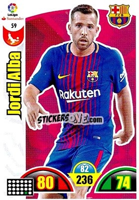 Sticker Jordi Alba - Liga Santander 2017-2018. Adrenalyn XL n. 59 - Panini