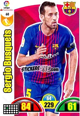 Sticker Sergio Busquets - Liga Santander 2017-2018. Adrenalyn XL n. 60 - Panini