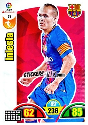 Sticker Iniesta - Liga Santander 2017-2018. Adrenalyn XL n. 62 - Panini