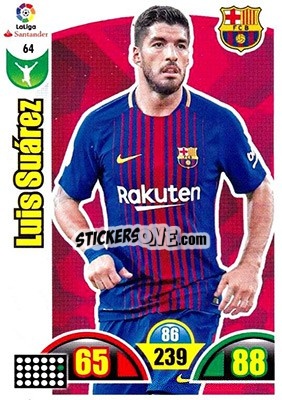 Sticker Luis Suárez - Liga Santander 2017-2018. Adrenalyn XL n. 64 - Panini