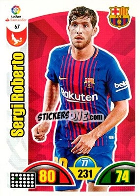 Sticker Sergi Roberto - Liga Santander 2017-2018. Adrenalyn XL n. 67 - Panini