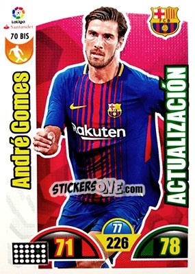 Sticker Andre Gomes - Liga Santander 2017-2018. Adrenalyn XL n. 70bis - Panini
