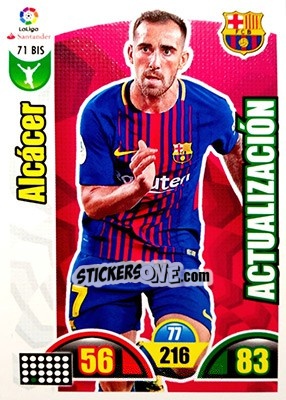 Sticker Alcacer - Liga Santander 2017-2018. Adrenalyn XL n. 71bis - Panini