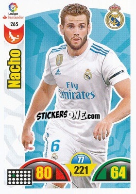 Sticker Nacho Fernández - Liga Santander 2017-2018. Adrenalyn XL n. 265 - Panini