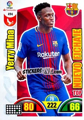 Sticker Yerry Mina - Liga Santander 2017-2018. Adrenalyn XL n. 494 - Panini