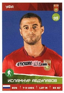 Figurina Исламнур Абдулавов - Russian Premier League 2017-2018 n. 179 - Panini