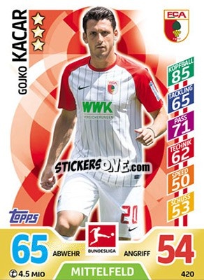 Sticker Gojko Kacar - German Fussball Bundesliga 2017-2018. Match Attax Extra - Topps