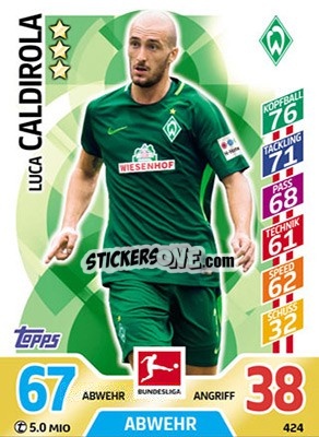 Sticker Luca Caldirola - German Fussball Bundesliga 2017-2018. Match Attax Extra - Topps