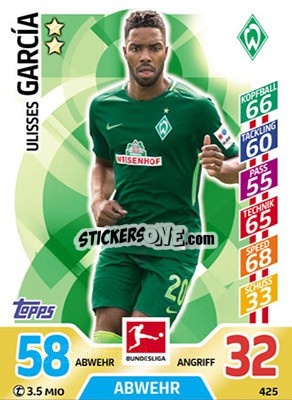 Sticker Ulisses Garcia - German Fussball Bundesliga 2017-2018. Match Attax Extra - Topps
