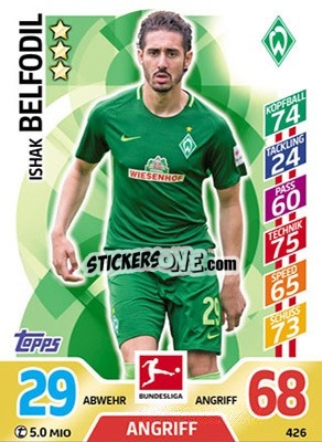 Sticker Ishak Belfodil - German Fussball Bundesliga 2017-2018. Match Attax Extra - Topps