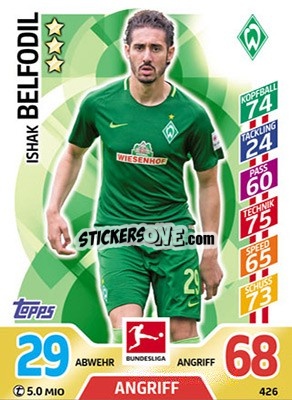 Figurina Ishak Belfodil - German Fussball Bundesliga 2017-2018. Match Attax Extra - Topps