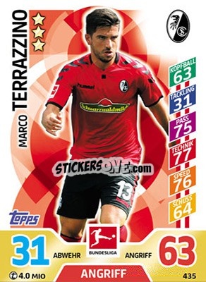 Sticker Marco Terrazzino - German Fussball Bundesliga 2017-2018. Match Attax Extra - Topps