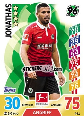 Sticker Jonathas - German Fussball Bundesliga 2017-2018. Match Attax Extra - Topps