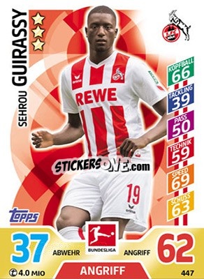 Cromo Sehrou Guirassy - German Fussball Bundesliga 2017-2018. Match Attax Extra - Topps