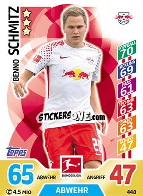Sticker Benino Schmitz - German Fussball Bundesliga 2017-2018. Match Attax Extra - Topps