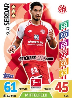 Sticker Suat Serdar - German Fussball Bundesliga 2017-2018. Match Attax Extra - Topps