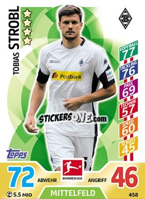 Sticker Tobias Strobl - German Fussball Bundesliga 2017-2018. Match Attax Extra - Topps