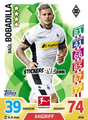 Sticker Raúl Bobadilla - German Fussball Bundesliga 2017-2018. Match Attax Extra - Topps