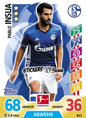 Sticker Pablo Insua - German Fussball Bundesliga 2017-2018. Match Attax Extra n. 463 - Topps